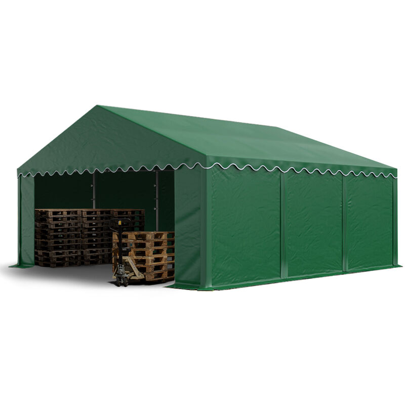 

Carpa almacén 5x6 m de con lona de PVC de aprox. 500 g/m² en verde oscuro carpa de pastoreo con estructura de suelo y refuerzo del techo - verde