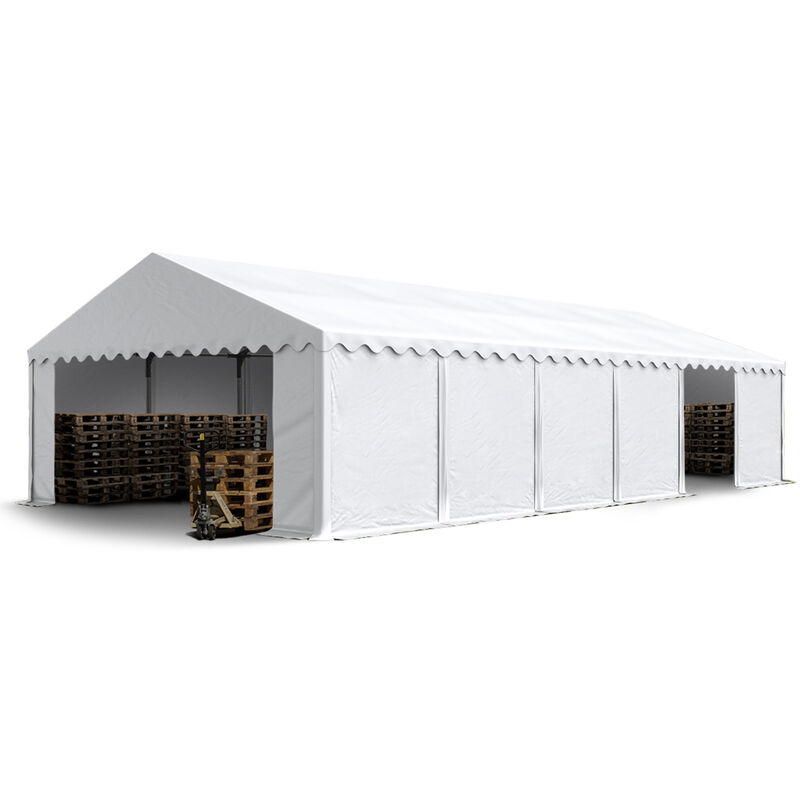 

Carpa almacén 6x12 m de con lona de PVC de aprox. 500 g/m² en blanca carpa de pastoreo con estructura de suelo y refuerzo del techo - bianco