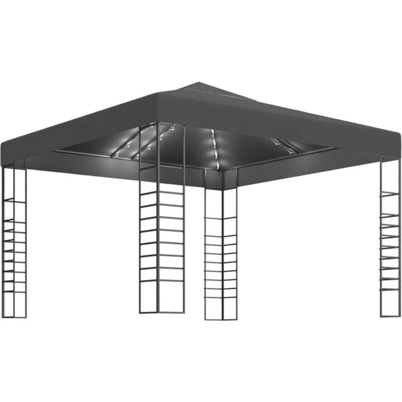 

Carpa cenador de jardin con tira de luces LED 3x3 m antracita