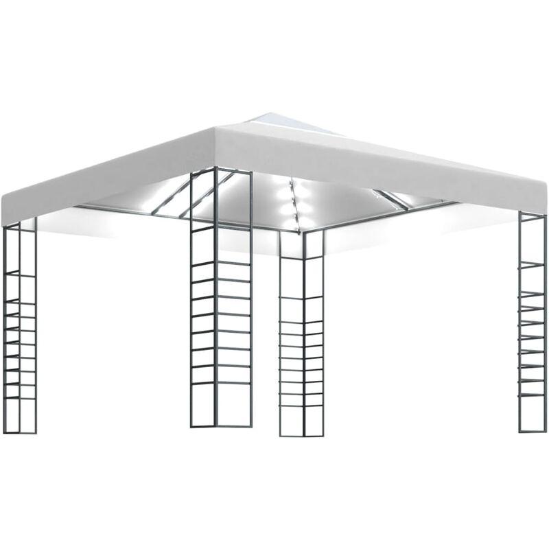 

Carpa cenador de jardín con tira de luces LED 3x3 m blanco