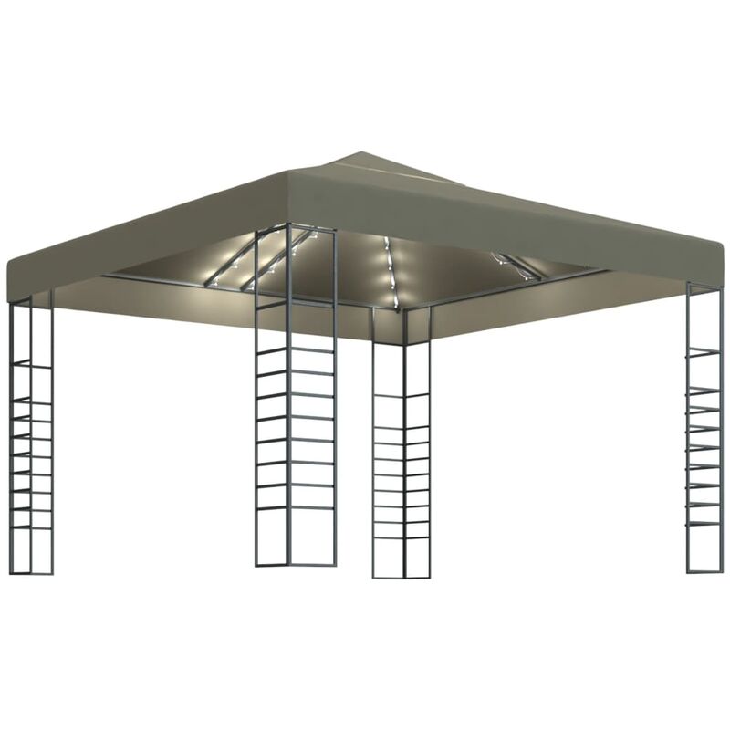 

Carpa cenador de jardín con tira de luz LED 3x3m taupé 180 g/m²