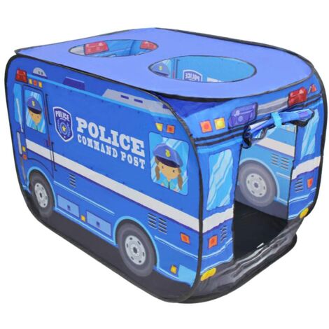 Carpa con concepto de coche de policía: espacio de juego interior y exterior para niños