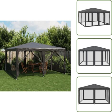 Carpa con malla - vidaXL Carpa para fiestas 8 paredes de malla HDPE gris antracita 4x4 m - Carpa resistente al agua