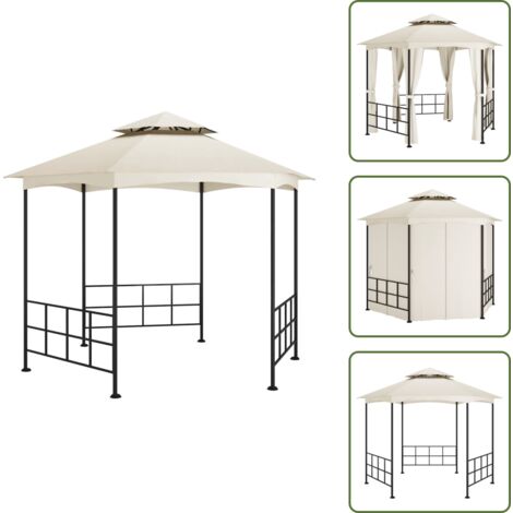 Carpa con paredes laterales - vidaXL Cenador con paredes laterales crema 3,1x2,7 m - Techo de poliéster