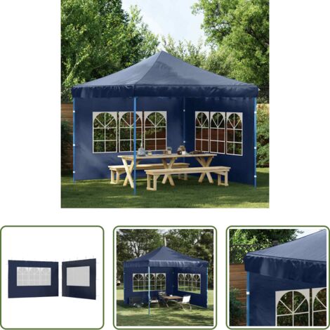 Carpa con ventana -  Paredes de carpa para fiestas con ventana 2 uds PE azul