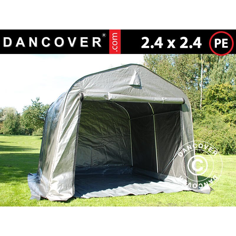 

Carpa de almacenamiento PRO 2,4x2,4x2m PE, con cubierta de terreno, Gris