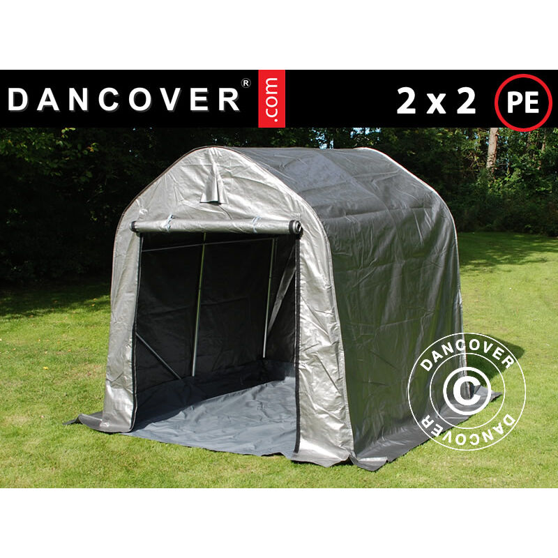 

Dancover - Carpa de almacenamiento PRO 2x2x2m PE, con cubierta de terreno, Gris