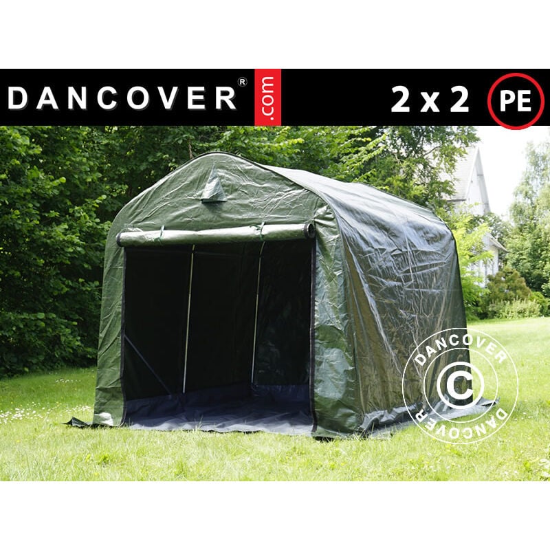 

Carpa de almacenamiento PRO 2x2x2m PE, con cubierta de terreno, Verde/gris