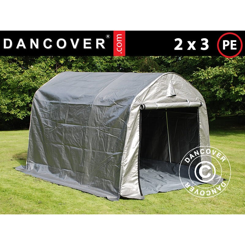 

Carpa de almacenamiento PRO 2x3x2m PE, con cubierta de terreno, Gris