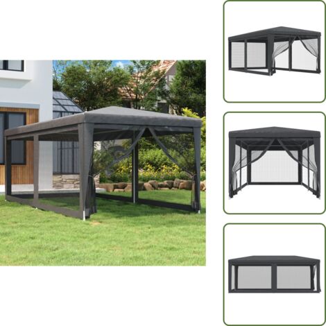 Carpa de exterior - vidaXL Carpa para fiestas 6 paredes de malla HDPE gris antracita 3x6 m - Carpa de sol