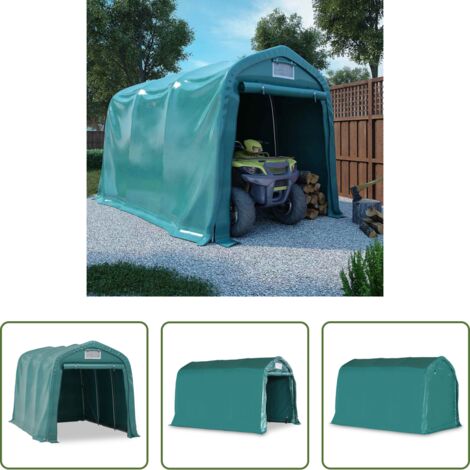 Carpa de garaje -  Carpa garaje de almacenamiento PVC verde 2,4x3,6 m
