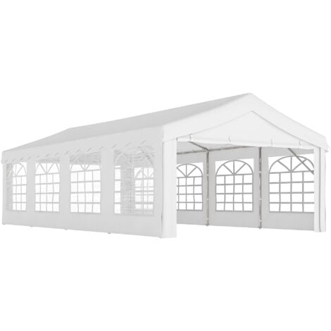 Carpa de Jardín 8x4 m Pérgola Cenador Pabellón Cochera Gazebo con 4 Paneles Laterales y 8 Ventanas para Fiestas Eventos Bodas
