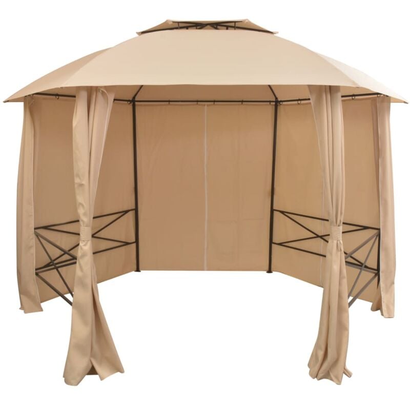 

Carpa de Jardín con Cortinas Hexagonal 360x265 cm Beige - Beige - Vidaxl