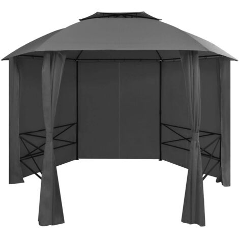Carpa de jardín con cortinas hexagonal 360x265 cm