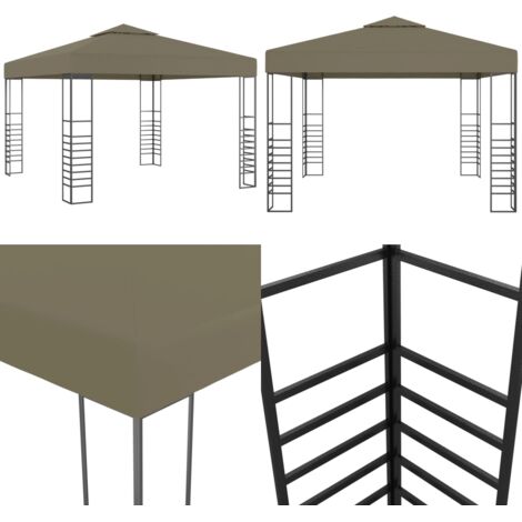 Carpa de jardín con tejado retráctil gris taupe 3x3m 180 g/m² - Techo retráctil - Carpa de jardín gris