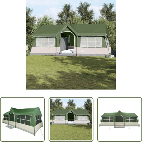 Carpa de jardín -  Tienda Familiar con techo Verde y beige 622 x 295 x 238 cm
