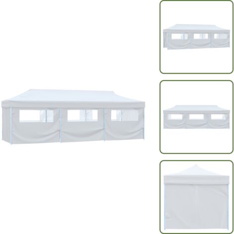 Carpa de jardín - vidaXL Carpa de fiestas pop-up plegable con 8 paredes blanco 3x9 m - Carpa para eventos