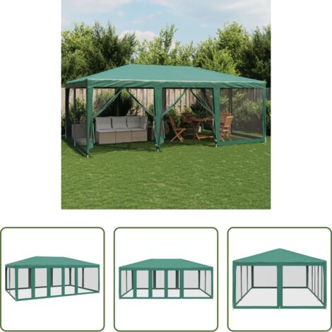 Carpa de malla -  Carpa para fiestas con 10 paredes de malla HDPE verde 6x4 m