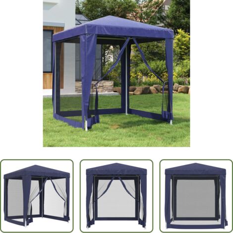 Carpa de malla -  Carpa para fiestas con 4 paredes de malla HDPE azul 2x2 m
