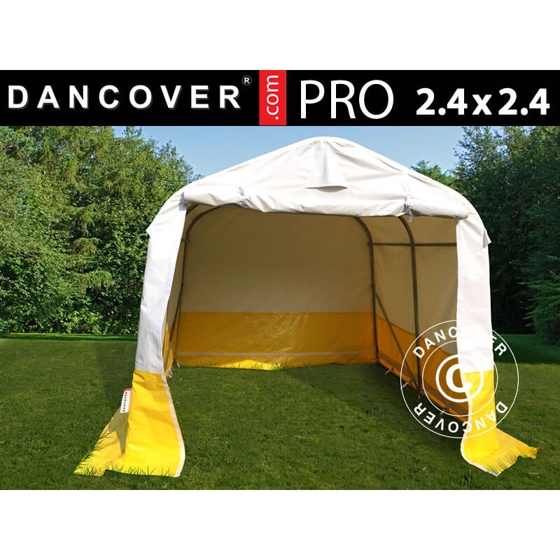 

Carpa de trabajo y almacén PRO 2,4x2,4x2m, PVC, Blanco/Amarillo, Ignífugo