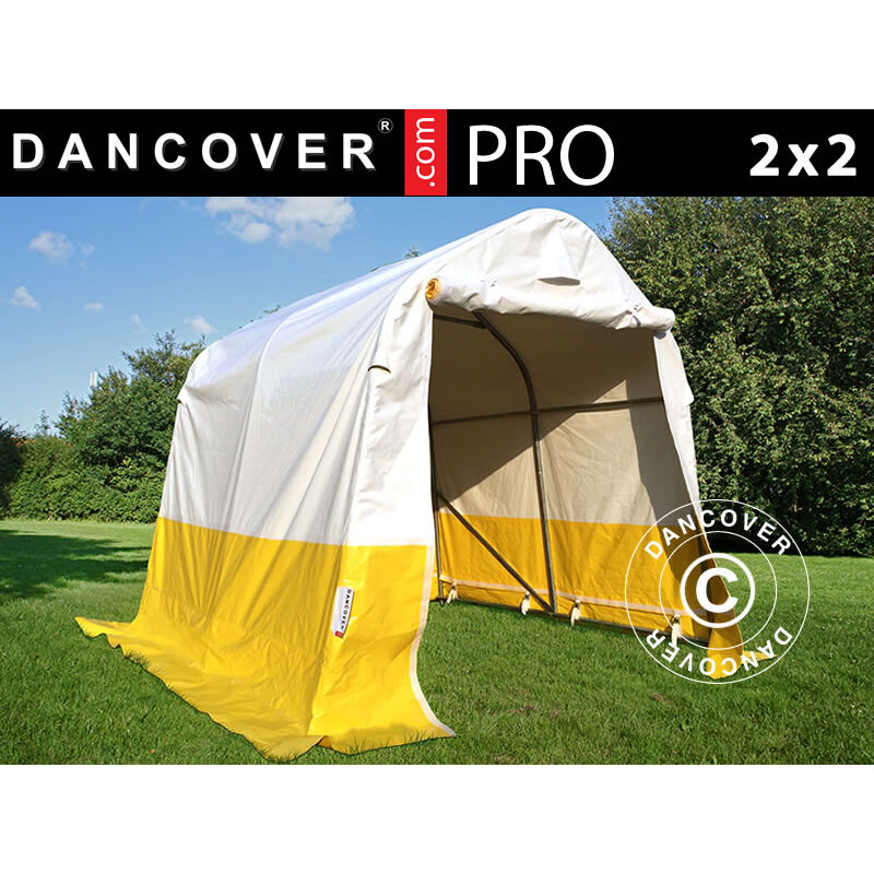 

Carpa de trabajo y almacén PRO 2x2x2m, PVC, Blanco/Amarillo, Ignífugo