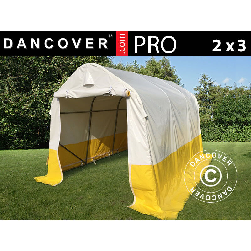 

Carpa de trabajo y almacén PRO 2x3x2m, PVC, Blanco/Amarillo, Ignífugo