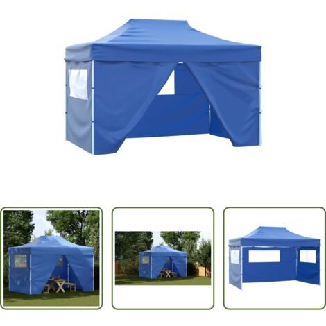 Carpa emergente -  Carpa pleglable Pop-up con 4 paredes 3x4,5 m azul