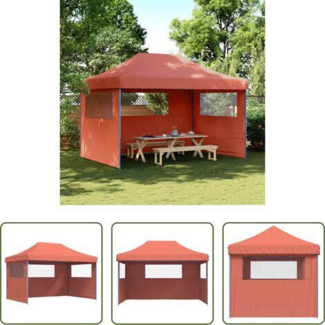 Carpa emergente -  Tienda de fiesta plegable Pop-Up 3 paredes laterales terracota