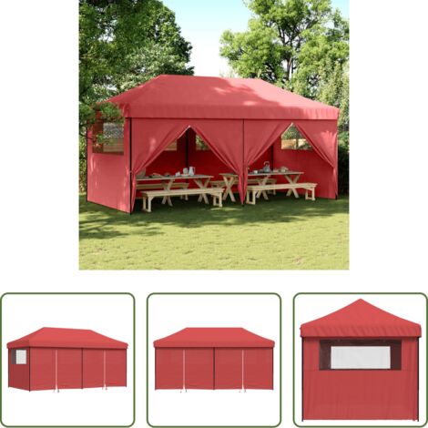 Carpa emergente -  Tienda de fiesta plegable Pop-Up 4 paredes laterales burdeos