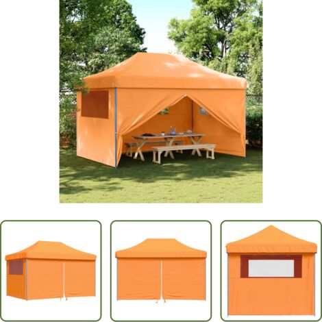 Carpa emergente -  Tienda de fiesta plegable Pop-Up 4 paredes laterales naranja