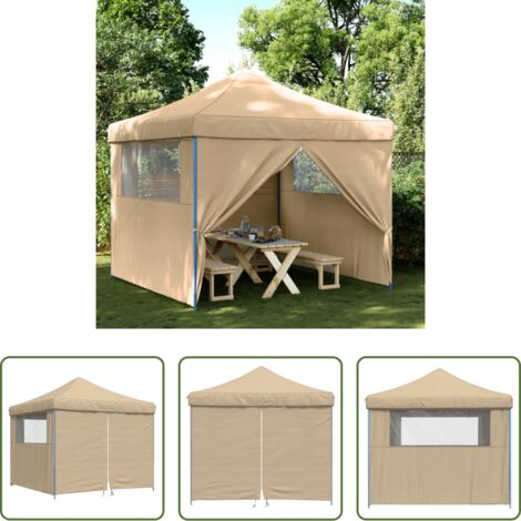 Carpa emergente -  Tienda de fiesta plegable Pop-Up con 4 paredes laterales beige