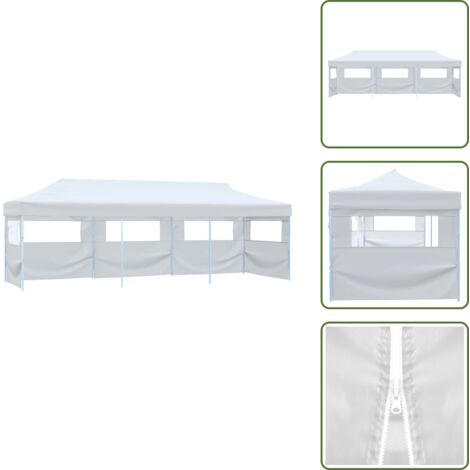 Carpa emergente - vidaXL Carpa de fiestas pop-up plegable con 5 paredes blanco 3x9 m - Carpa para eventos