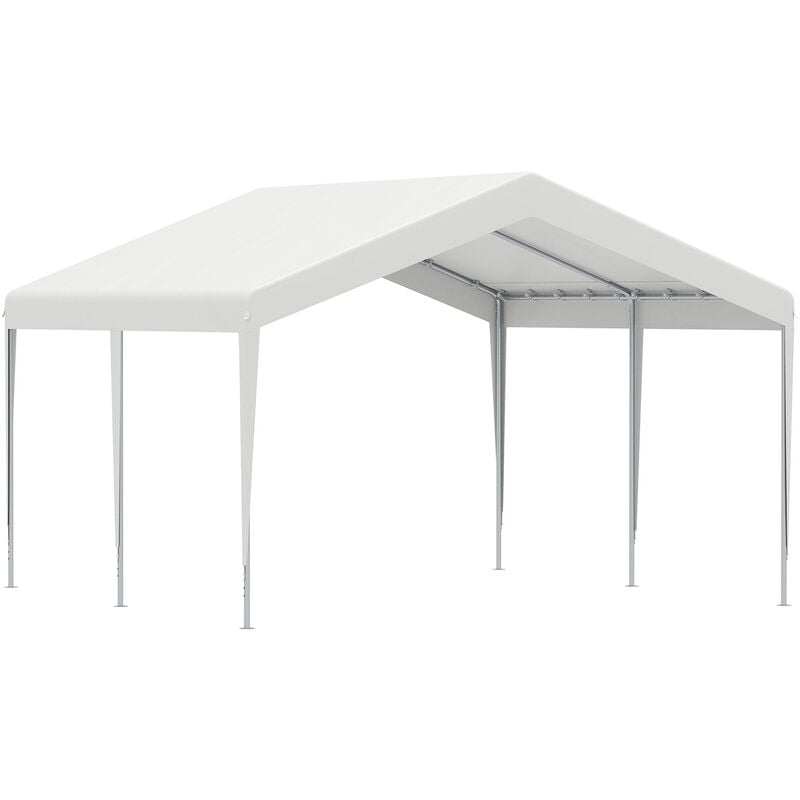 

Outsunny - Carpa Garaje para Coche 4x4 m Portátil Impermeable Pabellón Gazebo de Jardín Patio Exterior con Accesorios para Eventos Fiestas - Blanco