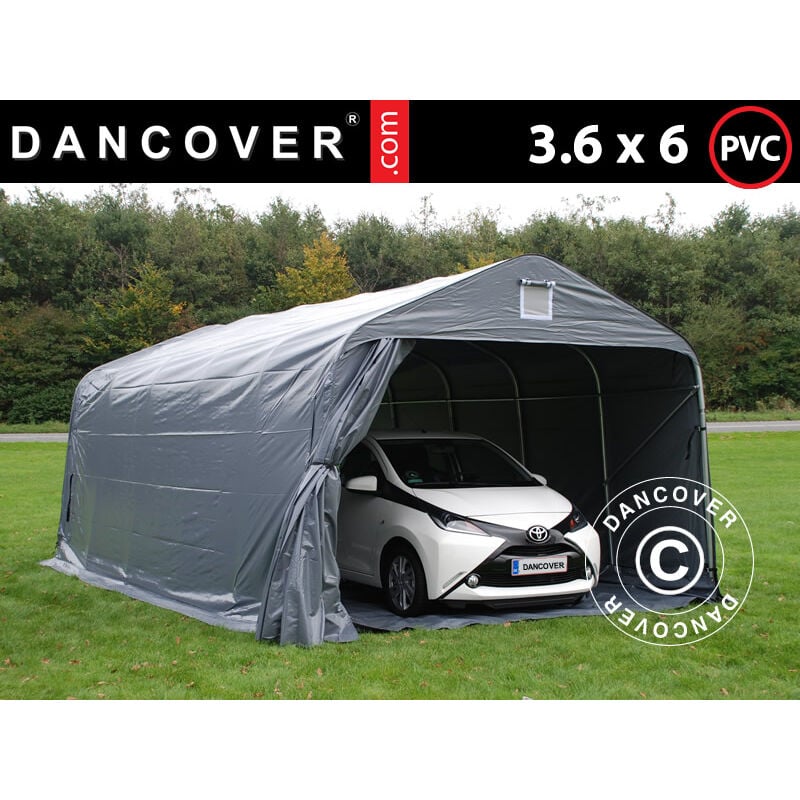 

Dancover - Carpa garaje PRO 3,6x6x2,7m PVC con cubierta para suelo, Gris