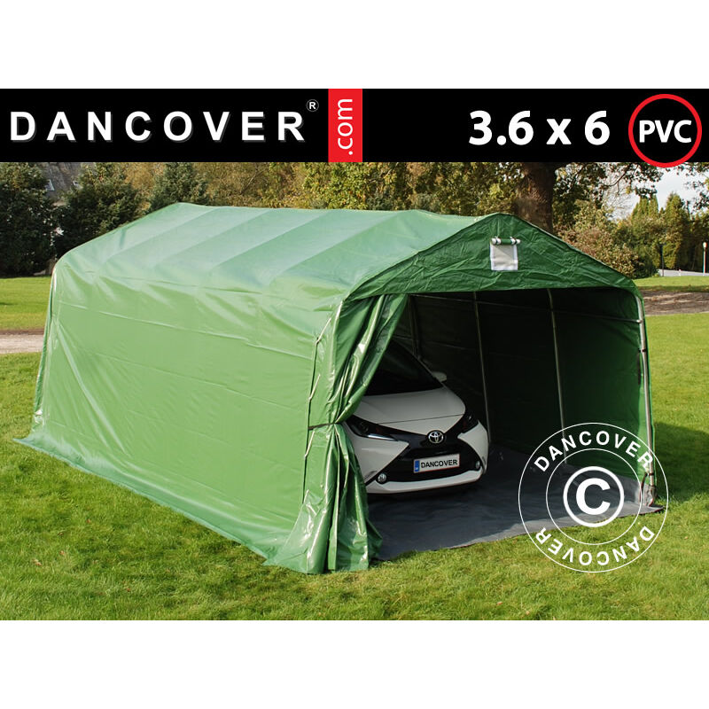 

Dancover - Carpa garaje PRO 3,6x6x2,7m PVC con cubierta para suelo, Verde