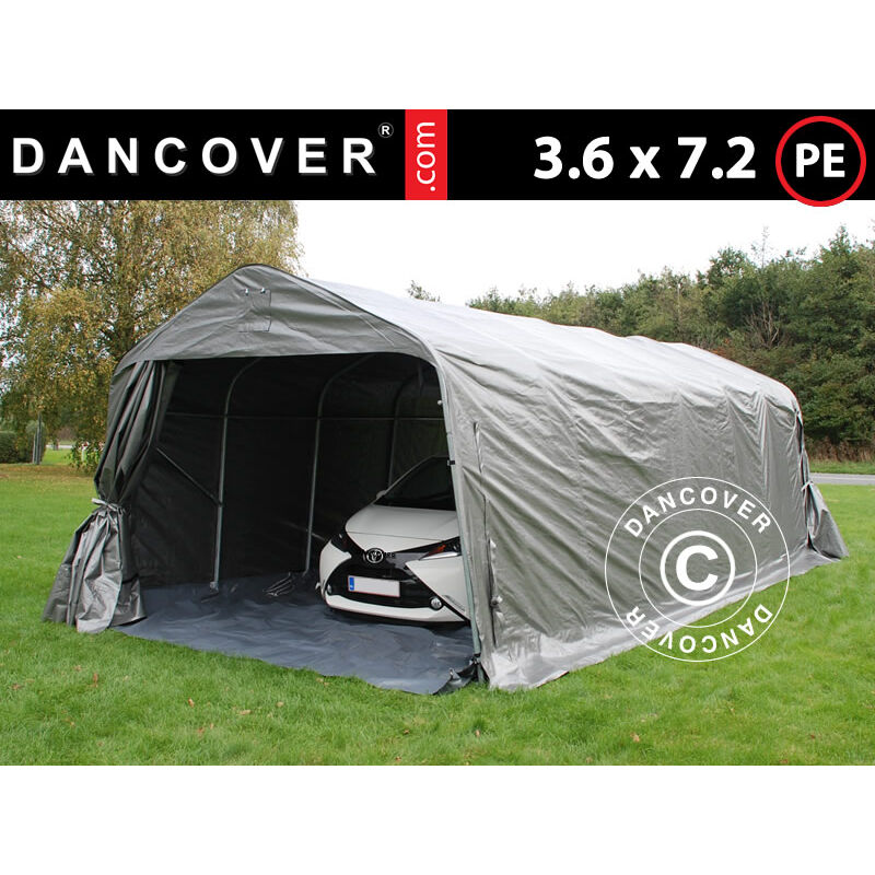 

Carpa garaje PRO 3,6x7,2x2,68m PE con cubierta para suelo, Gris