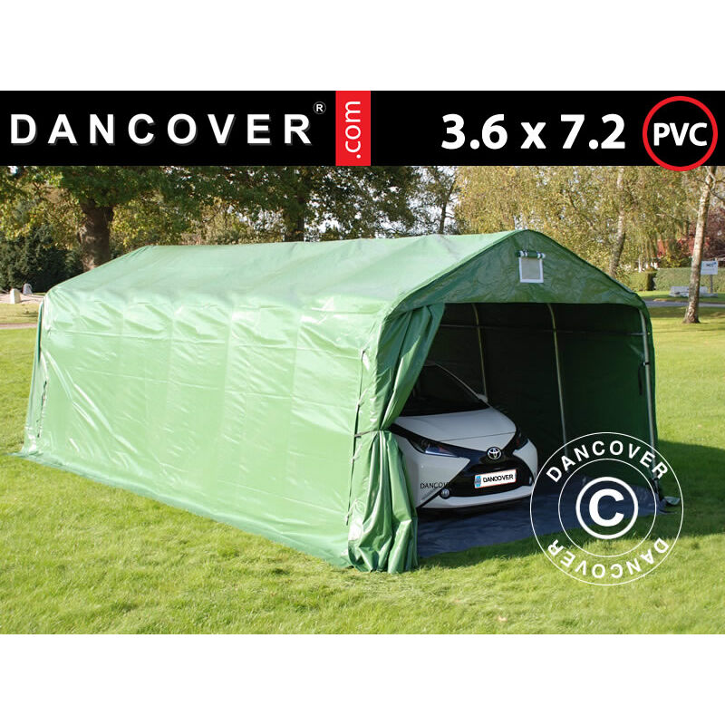 

Dancover - Carpa garaje PRO 3,6x7,2x2,68m PVC con cubierta para suelo, Verde