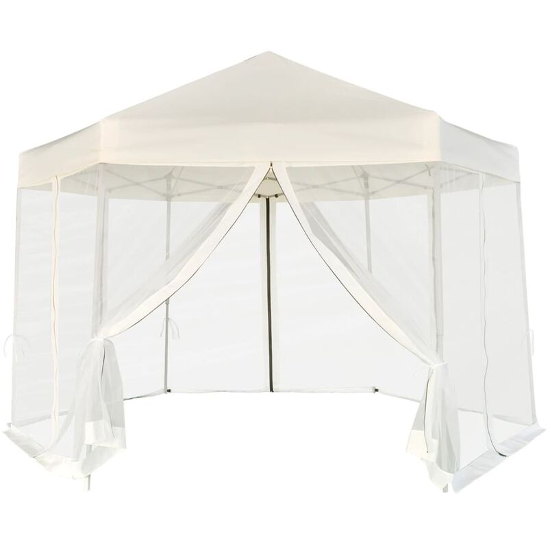 

Youthup - Carpa hexagonal desplegable 6 paredes laterales crema 3,6x3,1 m - Crema