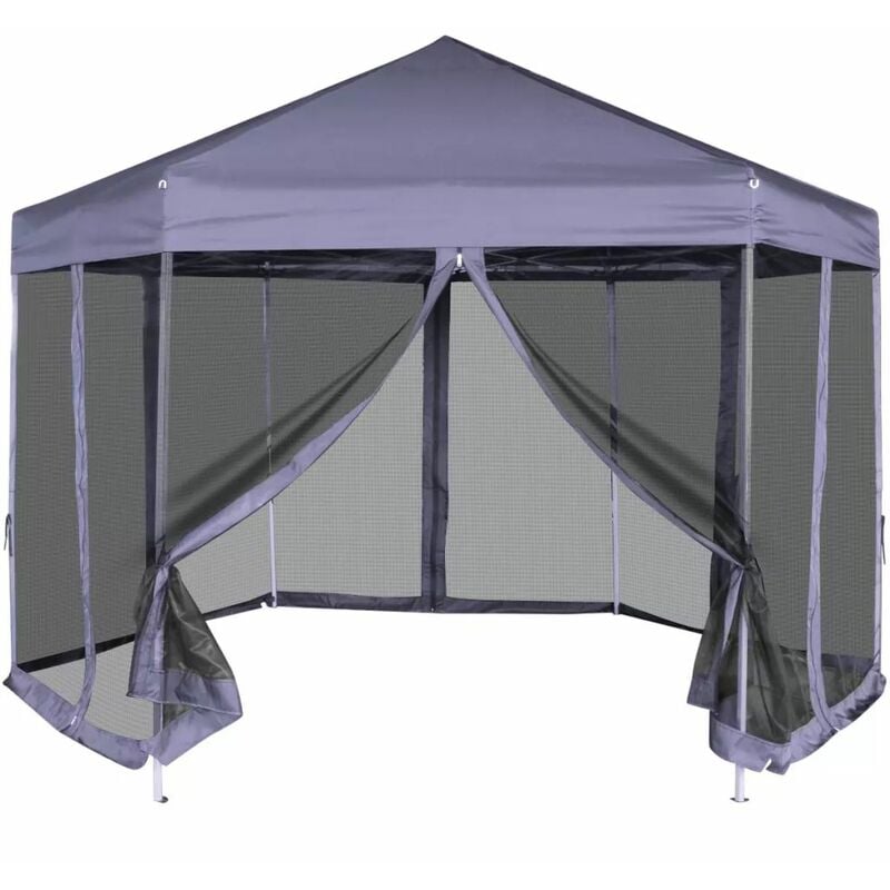 

Carpa hexagonal desplegable con 6 paredes azul oscuro 3,6x3,1 m