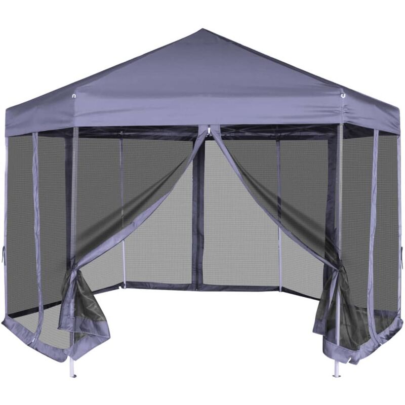 

Carpa hexagonal desplegable con 6 paredes azul oscuro 3,6x3,1 m