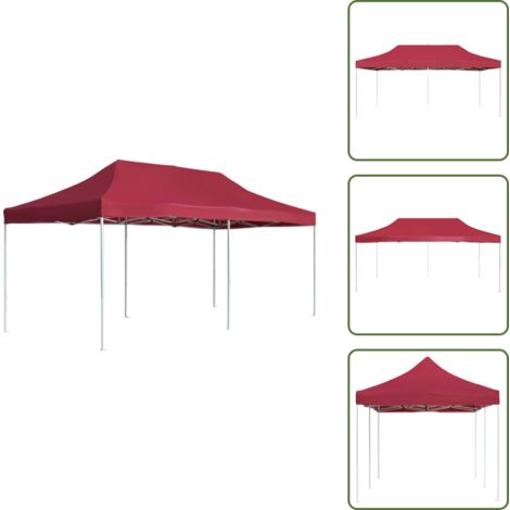 Carpa impermeable - vidaXL Carpa plegable profesional de aluminio rojo vino tinto 6x3m - Carpa de aluminio rojo tinto