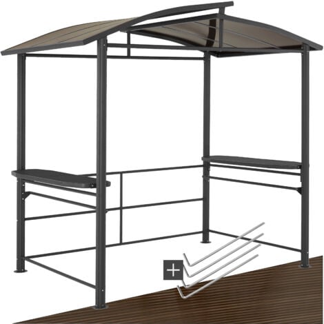 Carpa para barbacoa Asado 2,4x1,5x2,34m - cenador de jardín con piquetas, carpa para barbacoas con estructura robusta, gazebo de patio para bbq con anclaje al suelo