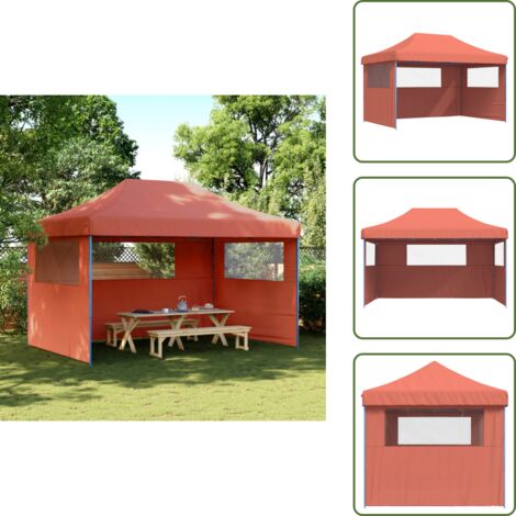 Carpa para bodas - vidaXL Tienda de fiesta plegable Pop-Up 3 paredes laterales terracota - Carpa para barbacoas