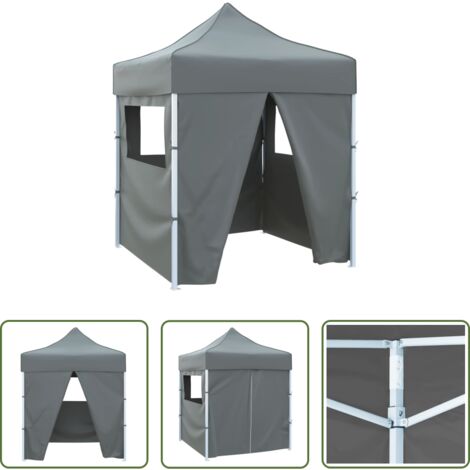 Carpa para eventos -  Carpa plegable profesional 4 paredes acero gris antracita 2x2 m