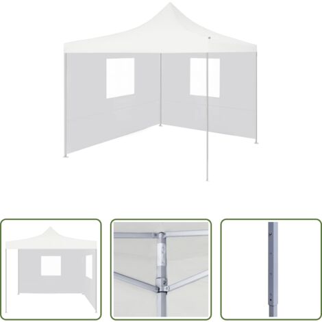 Carpa para eventos -  Carpa plegable profesional con 2 paredes acero blanco 3x3 m