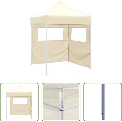 Carpa para eventos -  Carpa plegable profesional con 2 paredes acero color crema 2x2m
