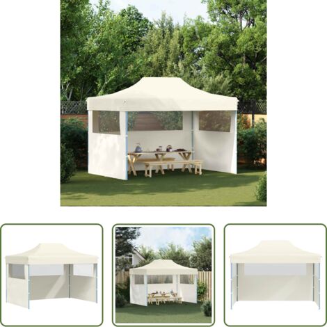 Carpa para eventos -  Carpa plegable profesional con 3 paredes acero color crema 3x4m