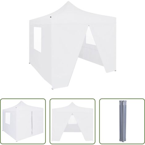 Carpa para eventos -  Carpa plegable profesional con 4 paredes acero blanco 3x3 m