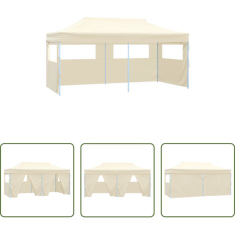 Carpa para eventos -  Carpa plegable profesional con 4 paredes acero color crema 3x6m