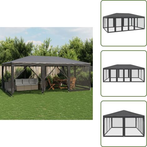 Carpa para eventos - vidaXL Carpa para fiestas 10 paredes de malla HDPE gris antracita 6x4m - Carpa para bodas